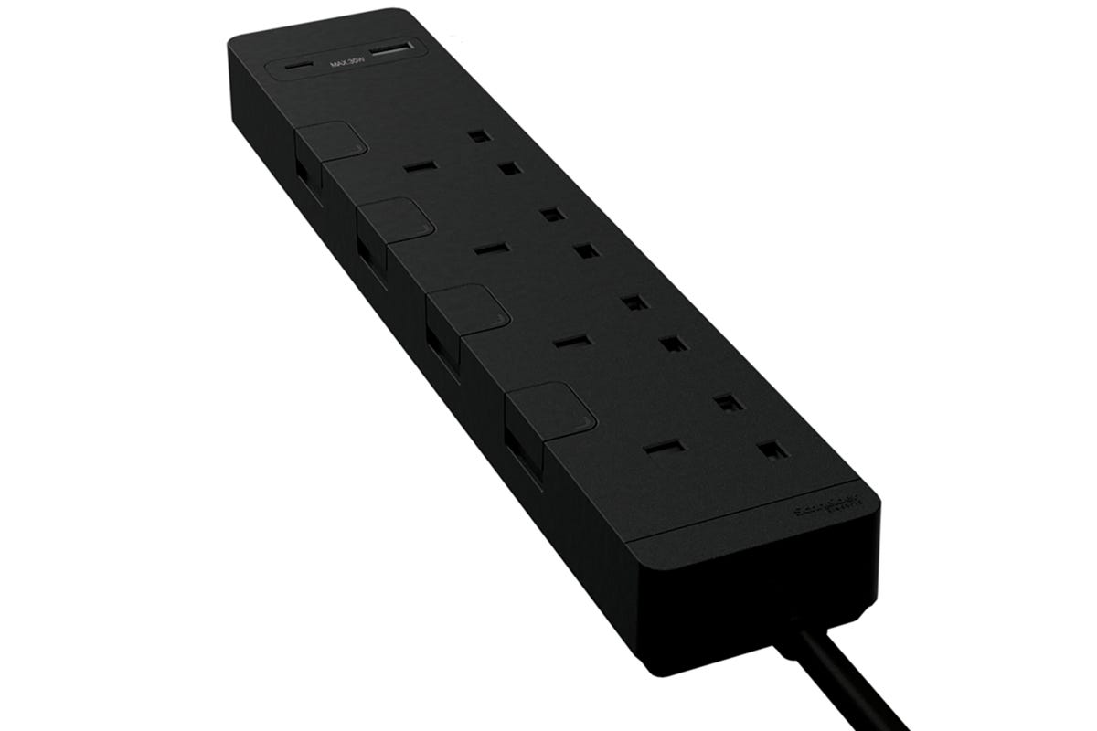 TSH34ACUSB_3_DG 13A 四位獨立開關安全插座連兩位USB充電插座 30W PD3.0 Type A+C (連3米線), 石墨灰