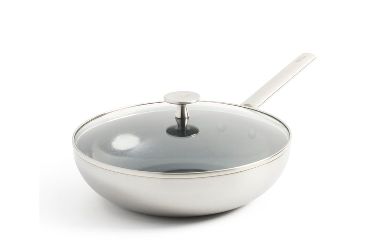 多層不鏽鋼鍋身和陶瓷不沾塗層炒鍋 (附蓋炒鍋28厘米/3.6公升)